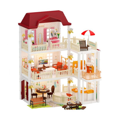 Триетажна къща за кукли и обзавеждане