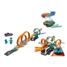 Писта с катапулт и метална кола сменяща цвета си 