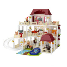 Триетажна къща за кукли и обзавеждане