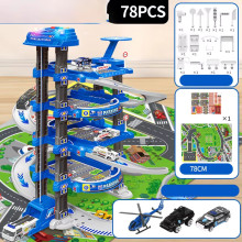 Паркинг на 4 етажа с елеватор, 2 коли и хеликоптер