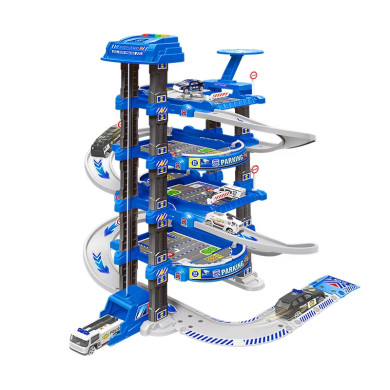 Паркинг на 4 етажа с елеватор, 2 коли и хеликоптер