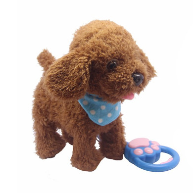 Ходещо плюшено куче пудел с повод 