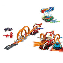 Писта с катапулт и метална кола сменяща цвета си 