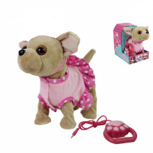 Ходещо плюшено куче чихуахуа с повод 