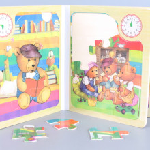 Дървена книга - пъзел - Животни - 6 в 1