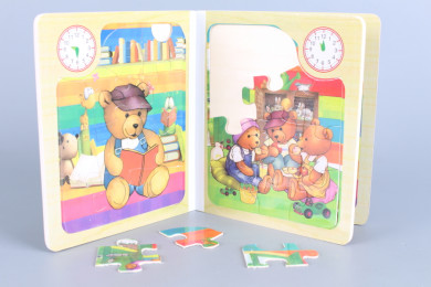 Дървена книга - пъзел - Животни - 6 в 1