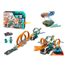Писта с катапулт и метална кола сменяща цвета си 