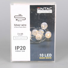 Коледни 10 LED лампички - топки