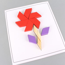 Дървен пъзел Танграм - 125 елемента