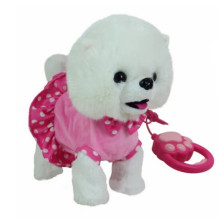 Ходещо плюшено куче френска болонка с повод 