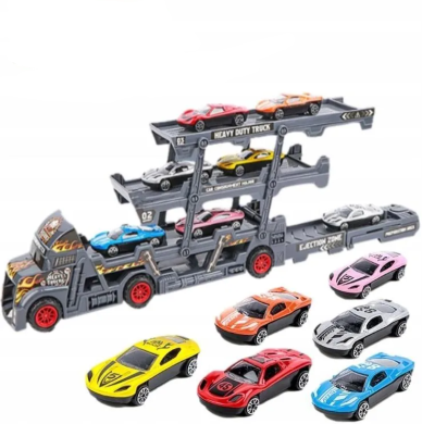 Автовоз с катапулт и 6 метални коли