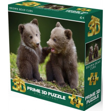Пъзел лентикулярен 3D BEAR CUBS - 63 елемента