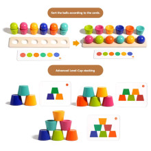 Дървена игра за сортиране на топки и чаши