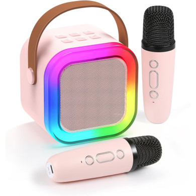 Караоке колонка с два микрофона, LED светлини и Bluetooth