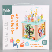 Дървен занимателен куб - 6 в 1