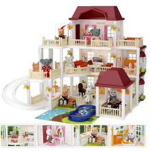 Триетажна къща за кукли и обзавеждане